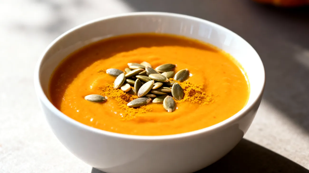 Vellutata di zucca con semi di girasole e curcuma"