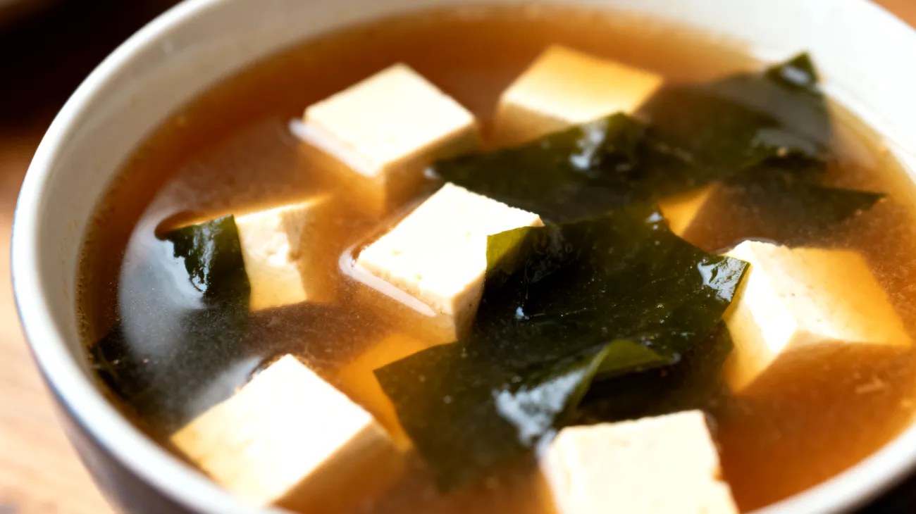 Zuppa di miso con tofu e alghe wakame"